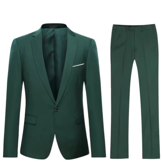 Multi-Color Two-piece Suit Men's Solid Color Slim Fit