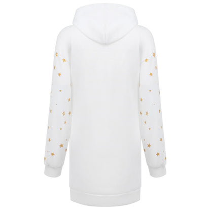 Christmas hot sale printed mid-length pocket hooded long-sleeved sweater