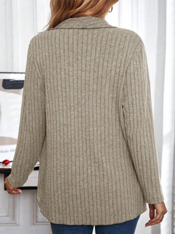 New Autumn And Winter Long-sleeved Solid Color Loose Cardigan Top Women's Knitted Jacket