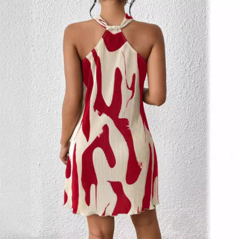 Women's Sleeveless Printed Halter Dress