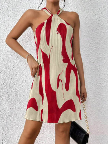 Women's Sleeveless Printed Halter Dress