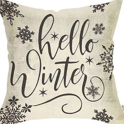 Winter Series Throw Pillow Cover Linen