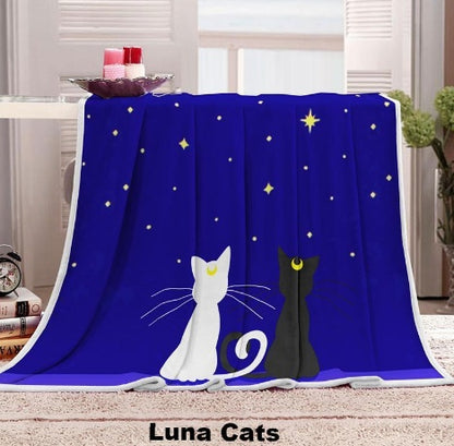 Cute Soft Flannel Sofa Throw Cat Blankets