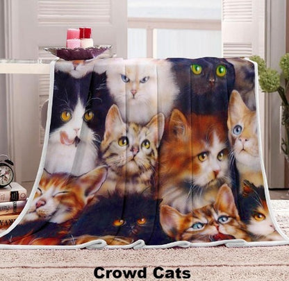 Cute Soft Flannel Sofa Throw Cat Blankets