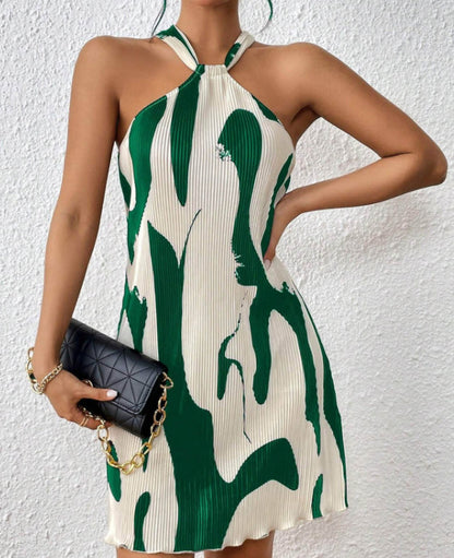 Women's Sleeveless Printed Halter Dress