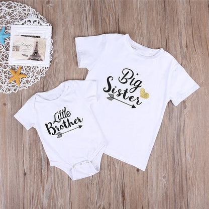 Baby Romper Sisters And Brothers Printed Short Sleeve