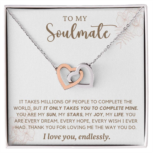 To My Soulmate l Interlocking Heart Necklace2 MC Interlocking Hearts Necklace