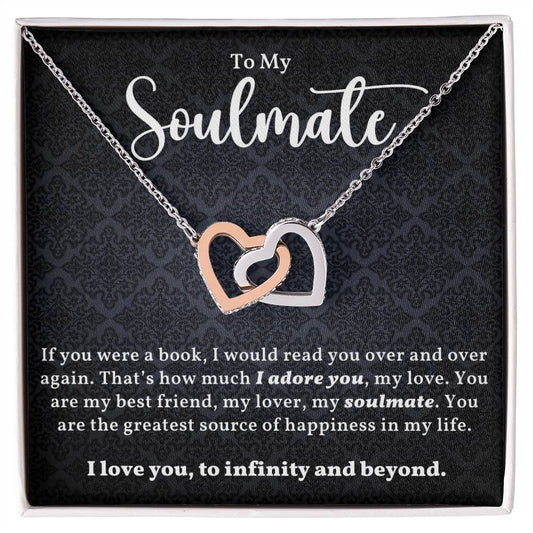 To My Soulmate l Interlocking Heart Necklace2 l Black  Interlocking Hearts Necklace