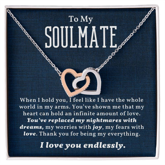 To My Soulmate l Interlocking Heart Necklace1 l Black  Interlocking Hearts Necklace