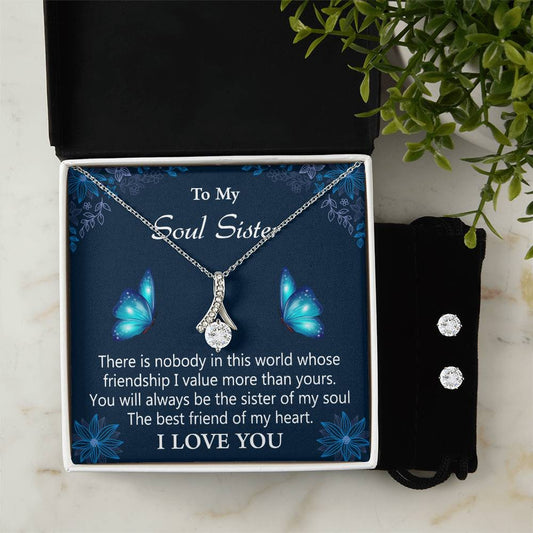 To My Soul Sister l Alluring Beauty Necklace and Cubic Zirconia Earring Set