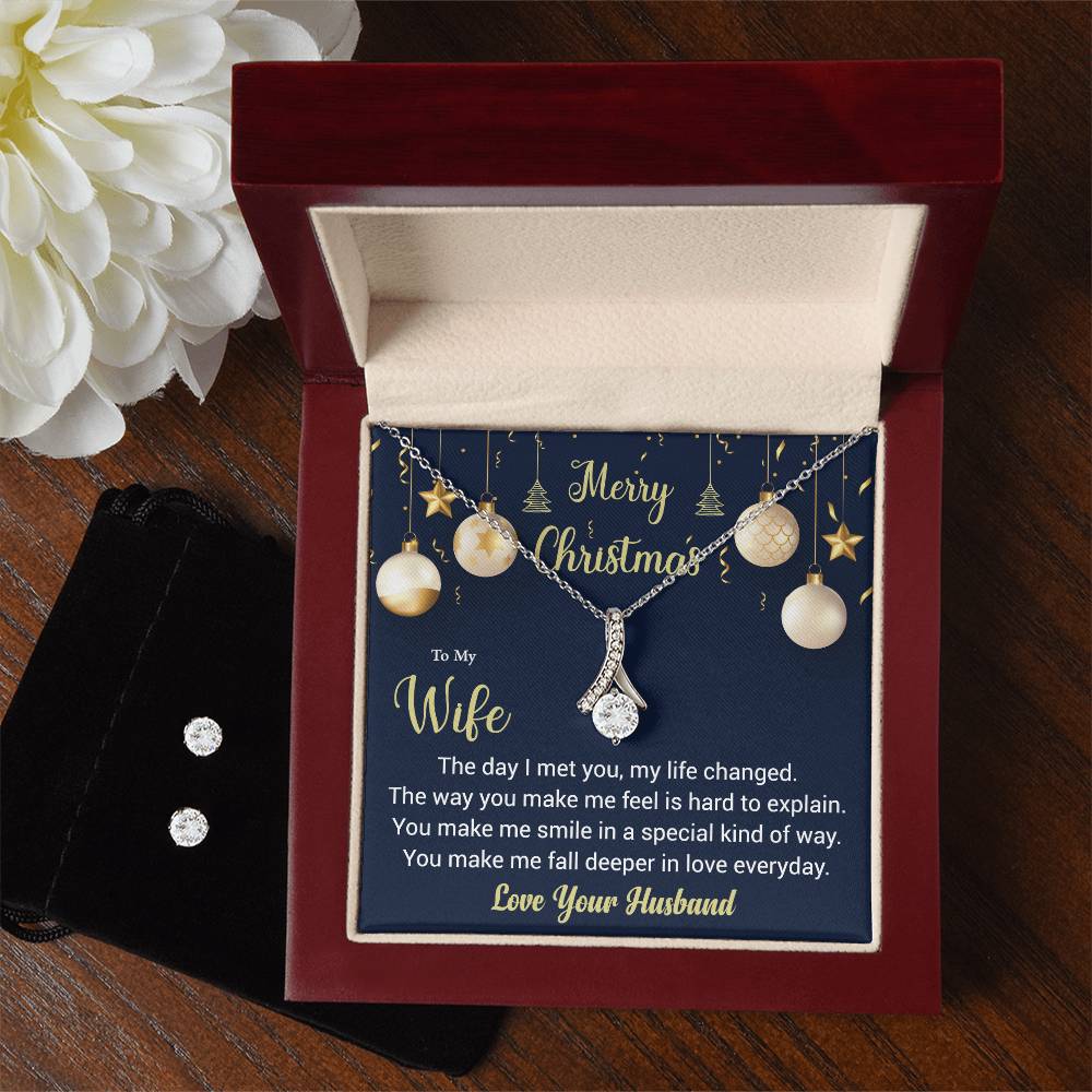 To My Wife l Merry Christmas - Alluring Beauty Necklace and Cubic Zirconia Earring Set