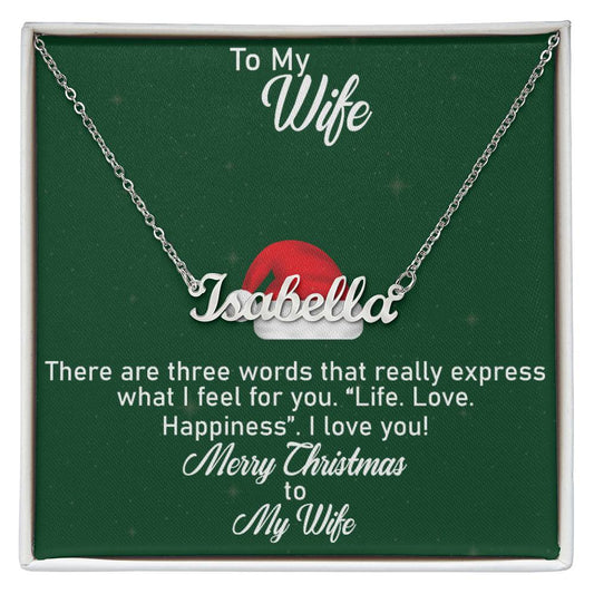 To My Wife l Merry Christmas - Personalise Name Necklace