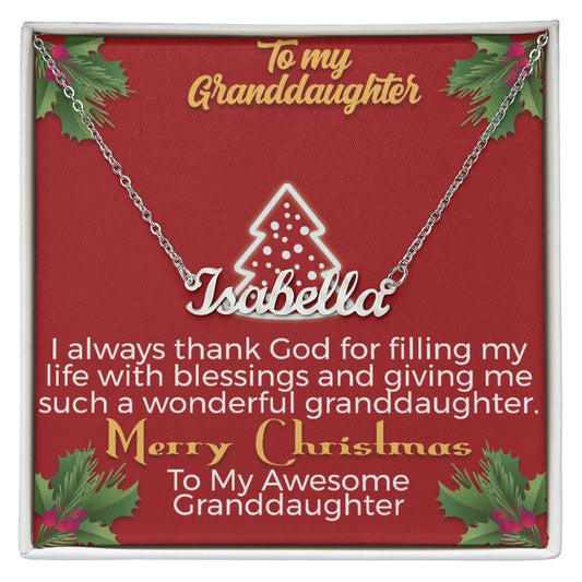 To My Granddaughter l Merry Christmas - Personalise Name Necklace