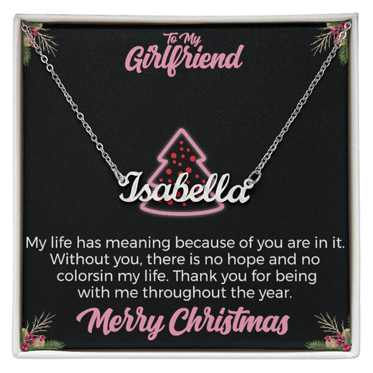 To My Girlfriend l Merry Christmas - Personalise Name Necklace