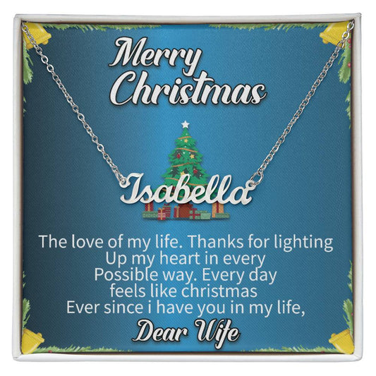 Dear Wife l Merry Christmas - Personalise Name Necklace