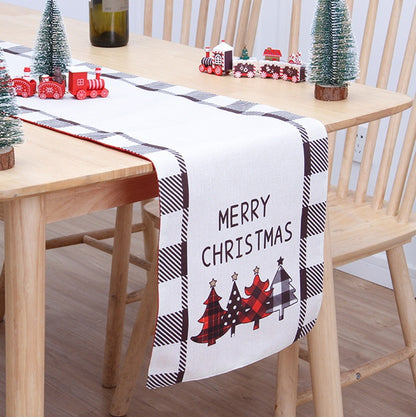 Christmas Table Flag Double Printing Snowman Table Mat