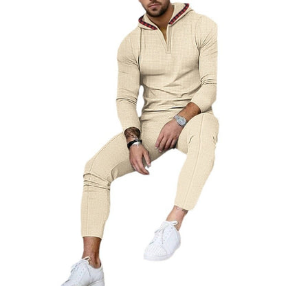 Men's Suit Waffle Hooded Long Sleeve