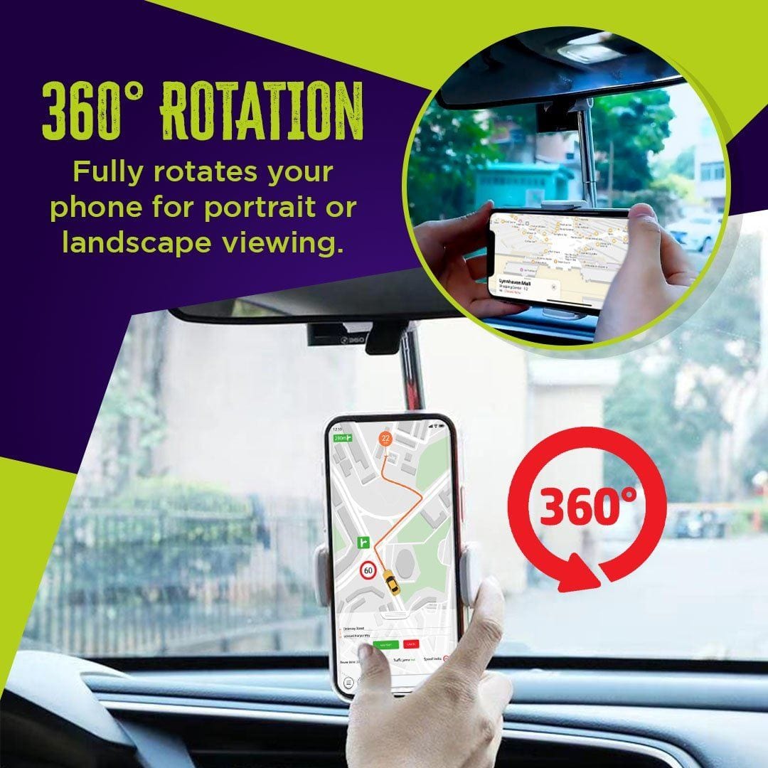 360º Retractable Rearview Phone Mount