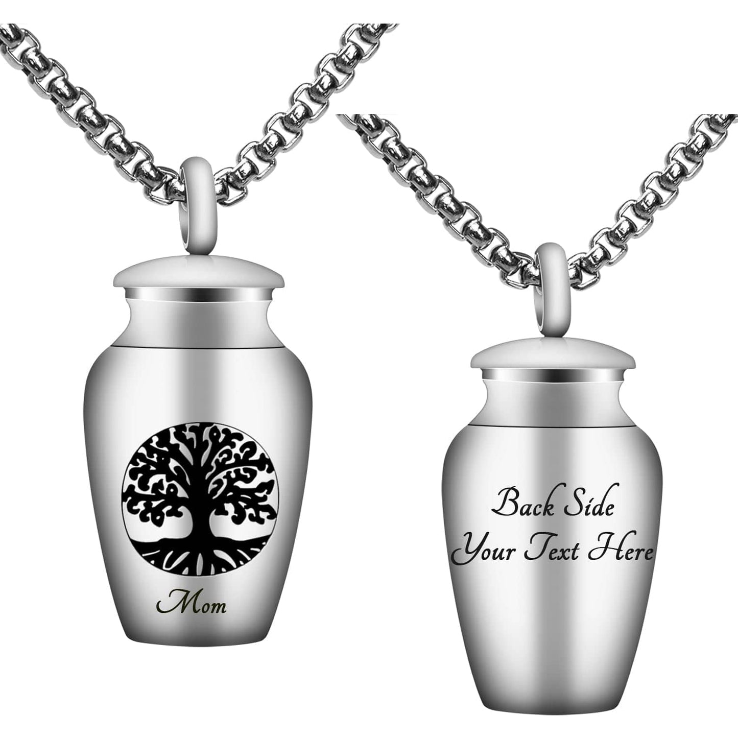 Fanery sue Personalized Cremation Urn Necklace for Human/Pet Ashes Customizable Engraved Keepsake Memorial Jewelry