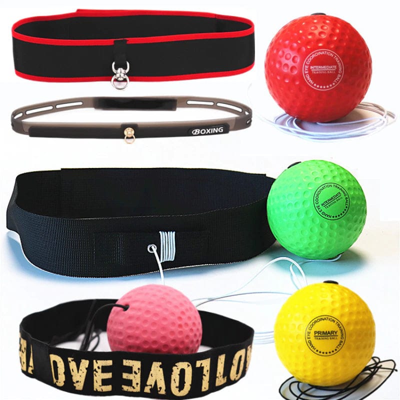 Boxing Reflex Ball Head Band Head-Mounted Boxing Speed Ball Sanda Combat Training Equipment with Bungee Cord 20G PU Foam Ball