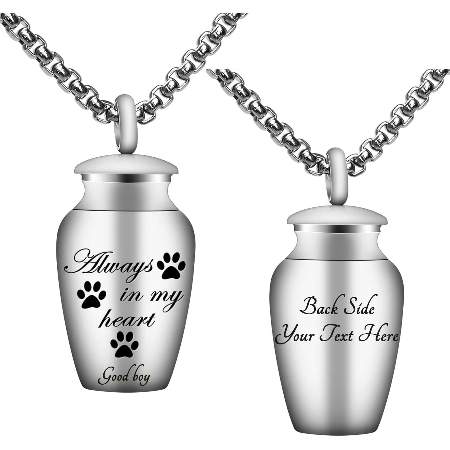 Fanery sue Personalized Cremation Urn Necklace for Human/Pet Ashes Customizable Engraved Keepsake Memorial Jewelry