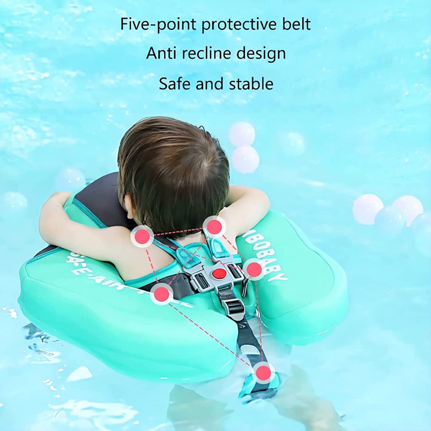 Baby Pool Float 3 Months-3 Years, Baby Float with Canopy, Tail and Harness, Non-Inflatable Infant Pool Float with Sunshade, Waterproof and Quick Drying, Suitable for Pool, Sea.