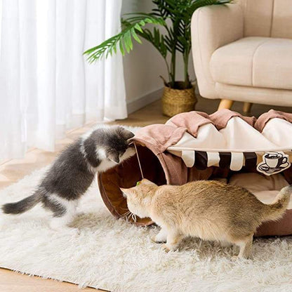 Funny Cat Bed Pet Tent 2 Holes Tunnel