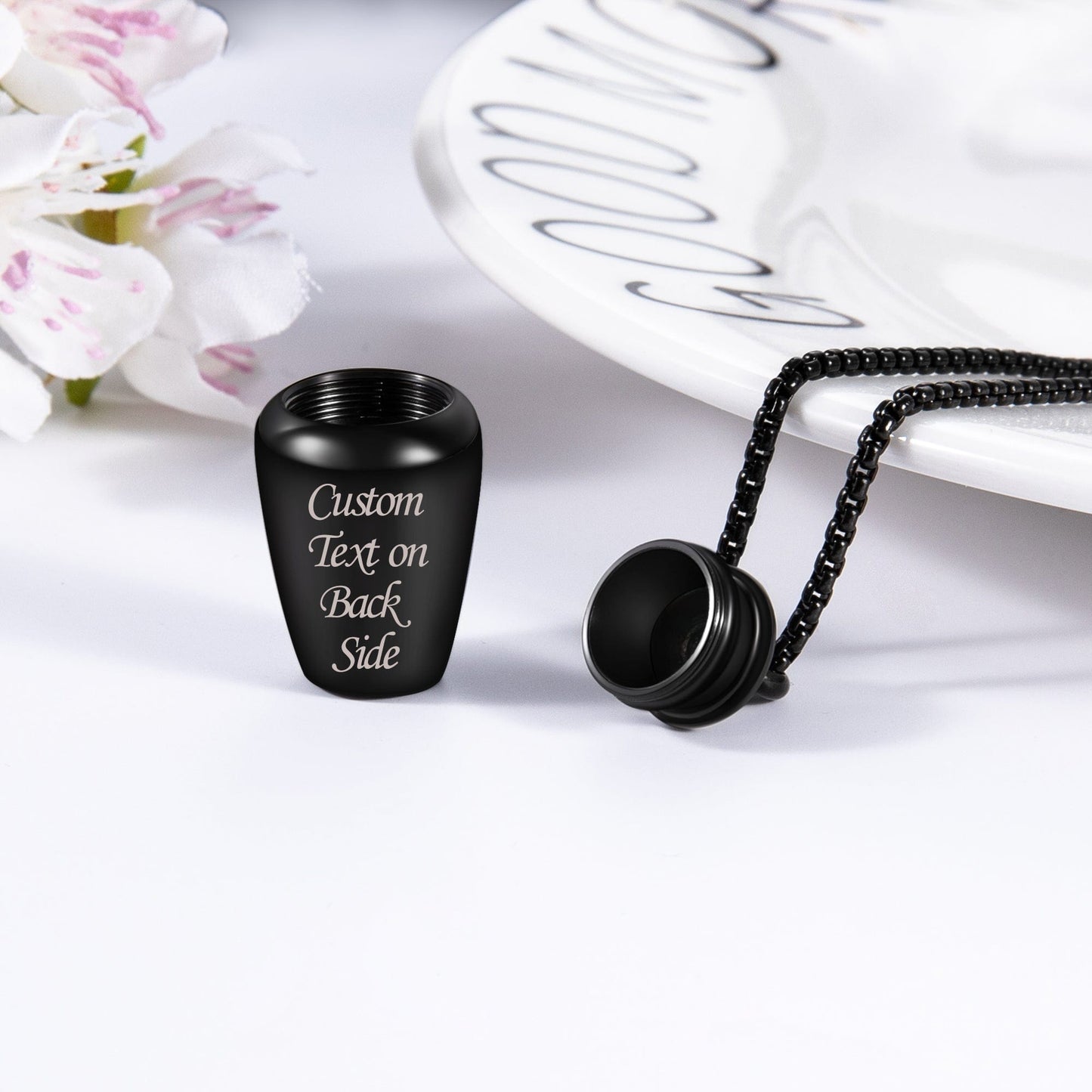 Fanery sue Personalized Cremation Urn Necklace for Human/Pet Ashes Customizable Engraved Keepsake Memorial Jewelry