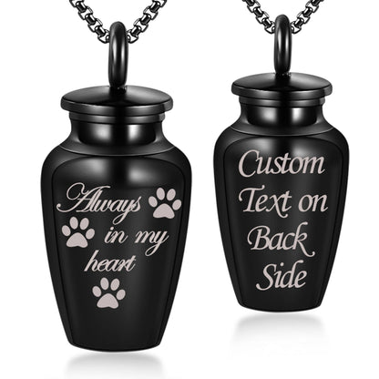 Fanery sue Personalized Cremation Urn Necklace for Human/Pet Ashes Customizable Engraved Keepsake Memorial Jewelry