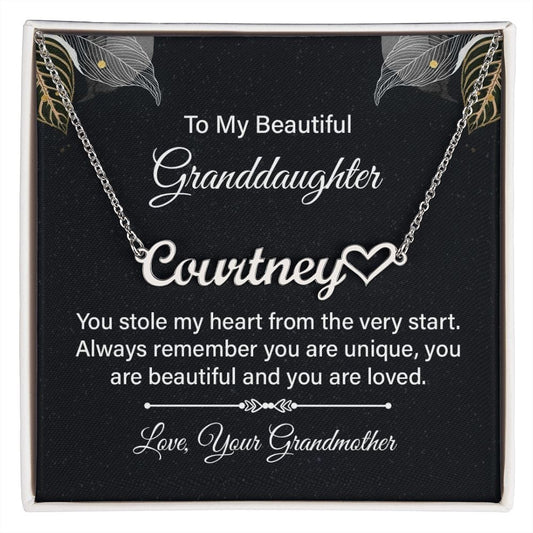 To My Beautiful Granddaughter l Heart Name Necklace