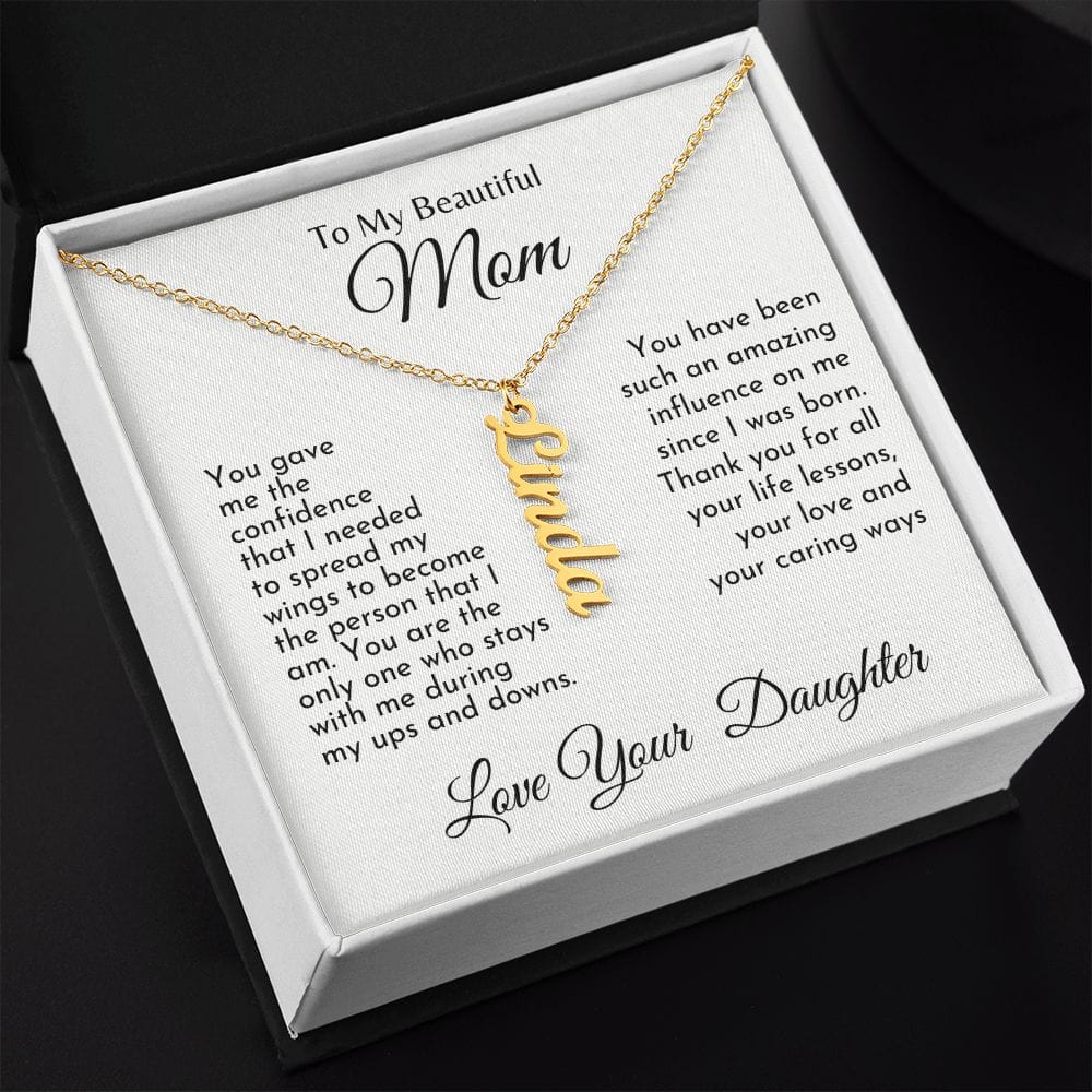 To My Beautiful Mom l Personalized Vertical Name Necklace