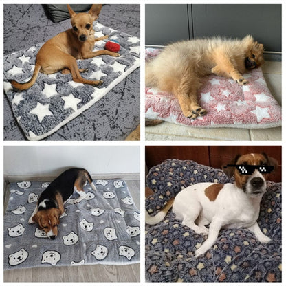 Soft Flannel Thickened Pet Soft Fleece Pad Pet Blanket Bed Mat for Puppy Dog Cat Sofa Cushion Home Rug Keep Warm Sleeping Cover