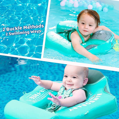 Baby Pool Float 3 Months-3 Years, Baby Float with Canopy, Tail and Harness, Non-Inflatable Infant Pool Float with Sunshade, Waterproof and Quick Drying, Suitable for Pool, Sea.