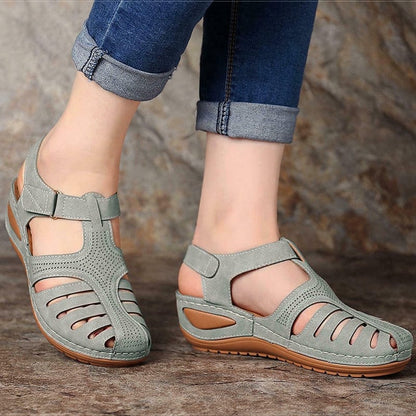 SOFT PU LEATHER CLOSED TOE VINTAGE ANTI-SLIP SANDALS