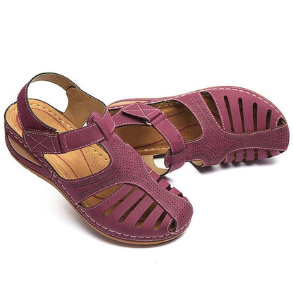 SOFT PU LEATHER CLOSED TOE VINTAGE ANTI-SLIP SANDALS