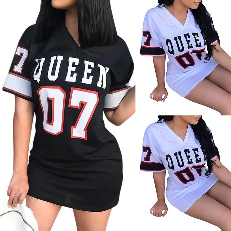 Hip Hop Queen Printed Long T Shirt Dress