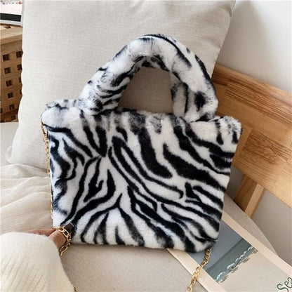 Winter leopard Print plush fur Handbag