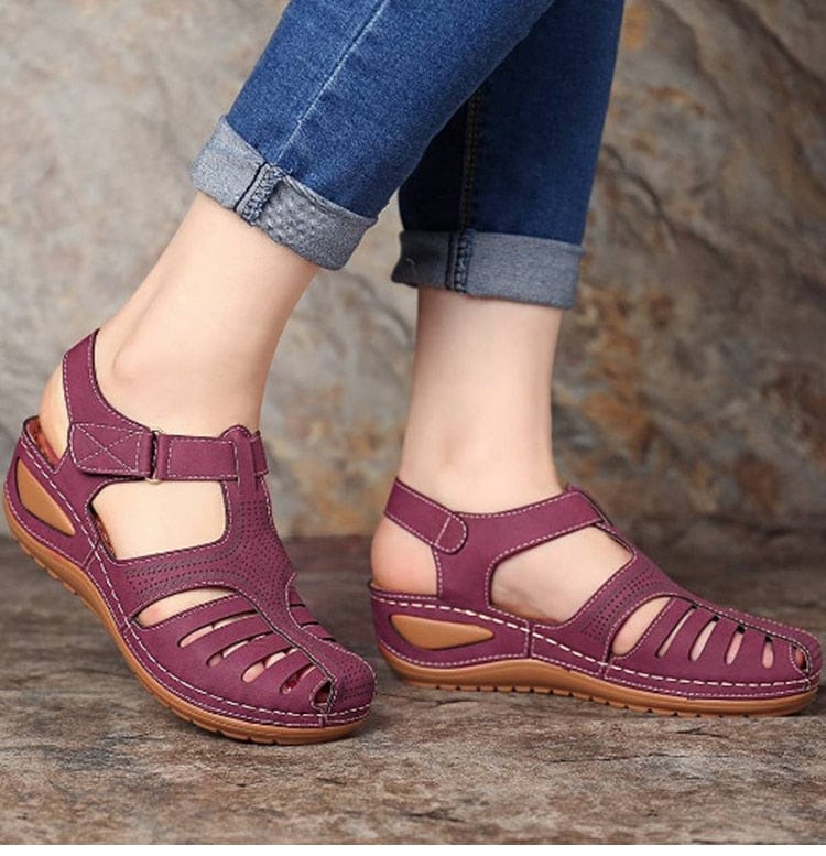 SOFT PU LEATHER CLOSED TOE VINTAGE ANTI-SLIP SANDALS