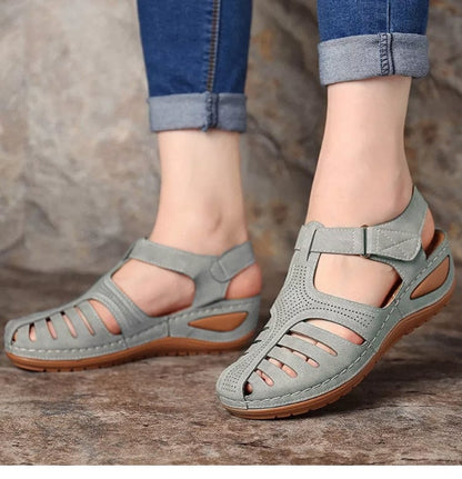 SOFT PU LEATHER CLOSED TOE VINTAGE ANTI-SLIP SANDALS