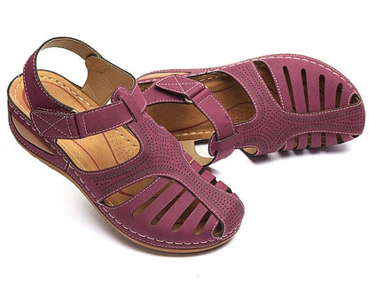 SOFT PU LEATHER CLOSED TOE VINTAGE ANTI-SLIP SANDALS