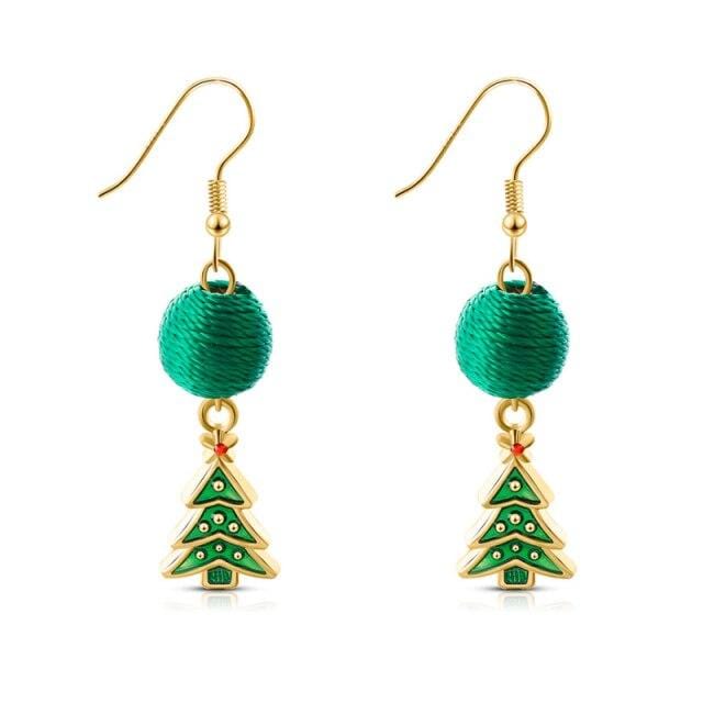 Christmas Ornaments Earrings Pendant Santa Claus Xmas Tree Santa Jingle Bells Ear Accessories New Year 2021 Gifts Natal Noel
