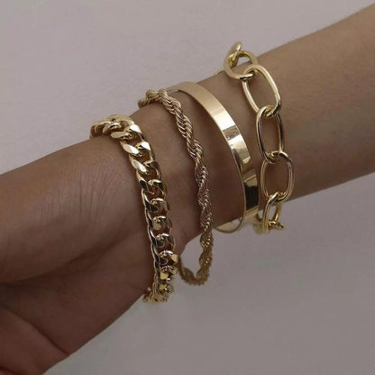 4pcs Punk Cuban Chain Bracelets