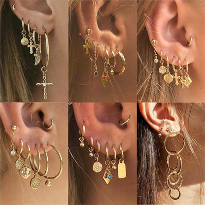 Gold Chunky Earrings Set