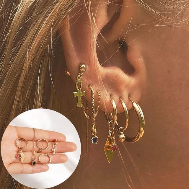 Gold Chunky Earrings Set