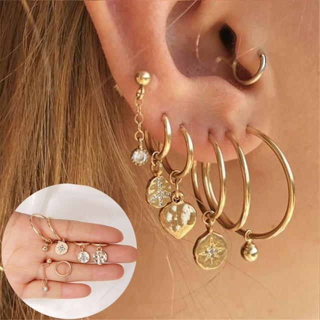 Gold Chunky Earrings Set