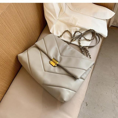 Diamond Lattice Oversized Shoulder Bag