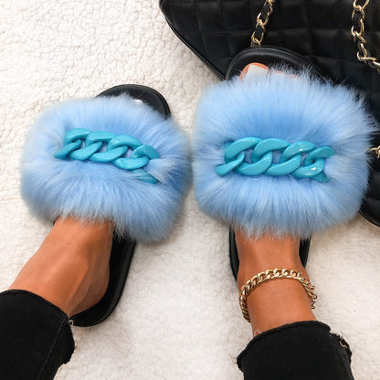 Furry Fur Chain Sliders