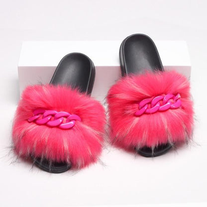 Furry Fur Chain Sliders