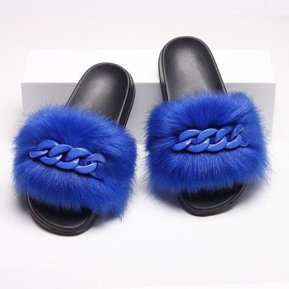 Furry Fur Chain Sliders