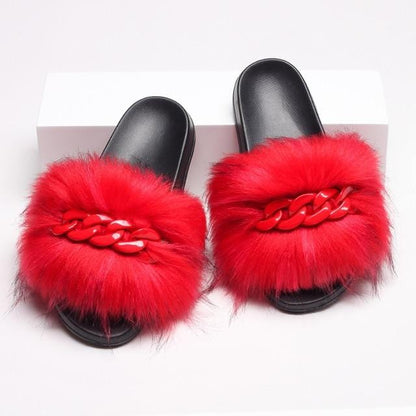 Furry Fur Chain Sliders